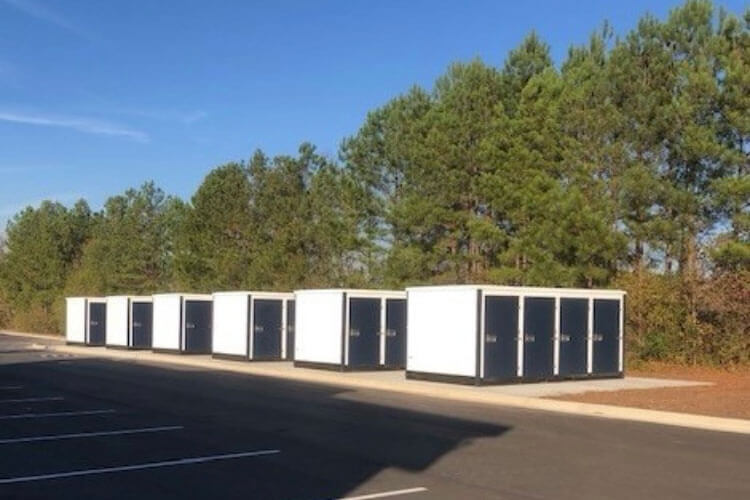 storage units adjacent to a parking lot